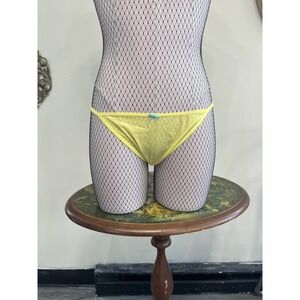 Vintage Warner's Yellow Sheer Mesh High Cut Bikini Panties Y2K Size Large